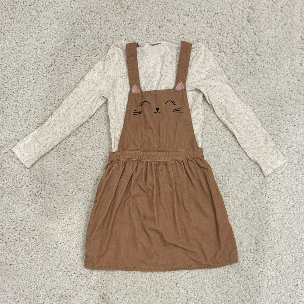 H&M Girls 6x/7 Kitty face Skirtall dress & top